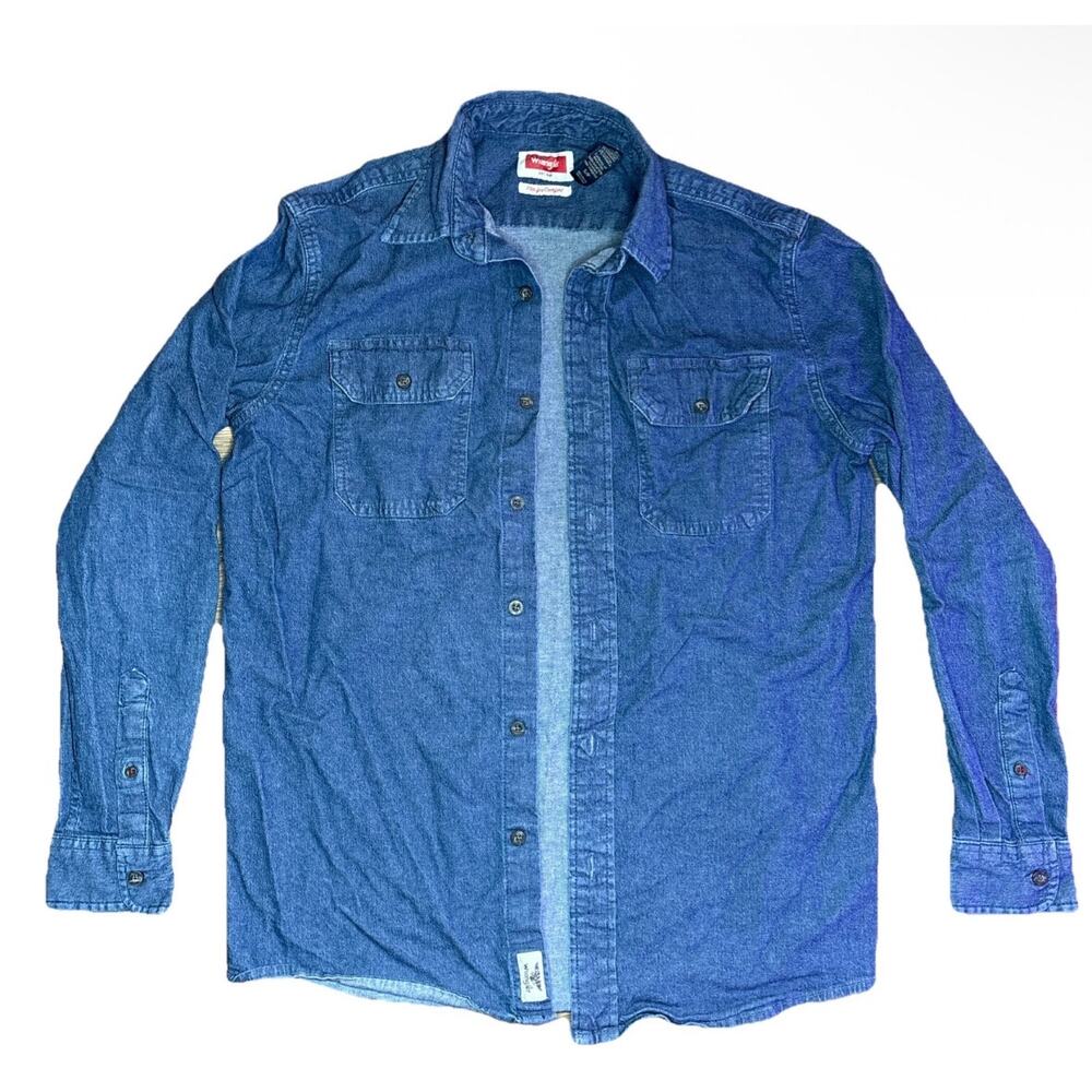 Wrangler Men's Barstow Western Shirt Long Sleeve, 2-Pocket, 100%Cotton Button Up